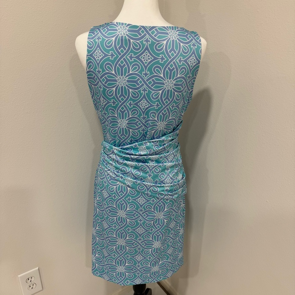 Gretchen Scott Elegant Blue Patterned Sleeveless … - image 2
